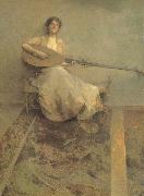 Thomas Wilmer Dewing Girl with Lute oil painting reproduction
